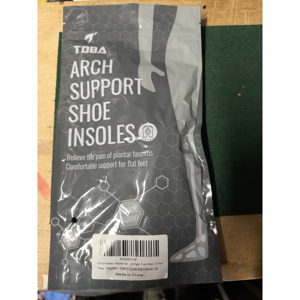 TOBA Arch Support Shoe Insoles Plantar‎ Fasciitis Flat Feet Pain Relief 2 Pair